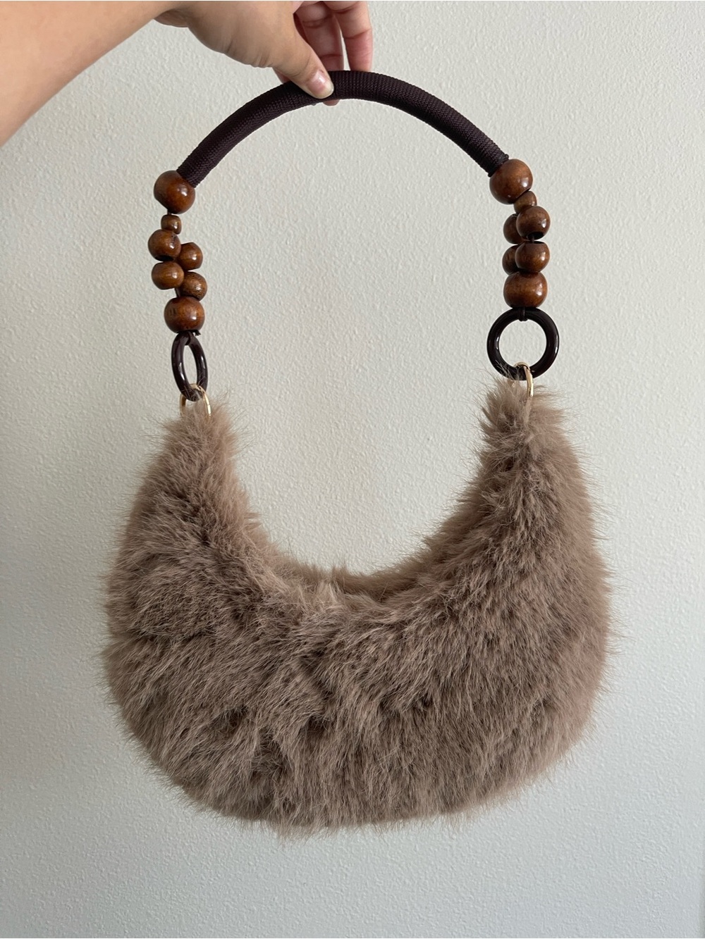 Fuzzy Brown Hobo Bag